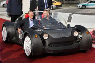 Local Motors CEO Jay Rodgers and AMT President in the Strati 3D Printed Car at IMTS