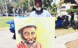 Successful automotive designer returns to painting and brings love, validation, and assistance to homeless people